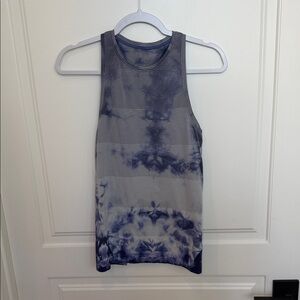 lululemon athletica Navy and White Tie-Dye Ribbed Tank Top
